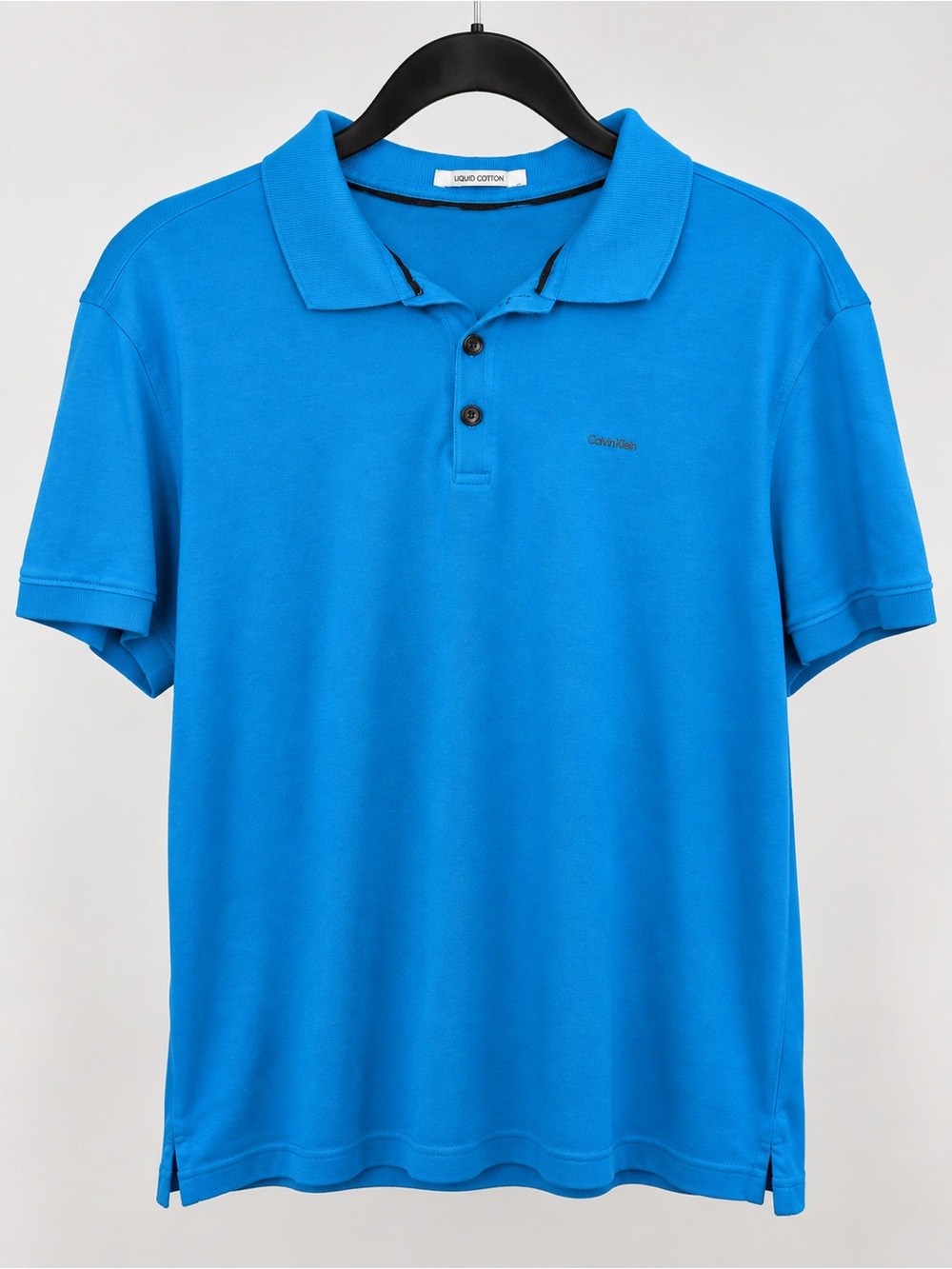 Calvin Klein Liquid Cotton Men’s Blue Polo Shirt Short Sleeve Approx Small